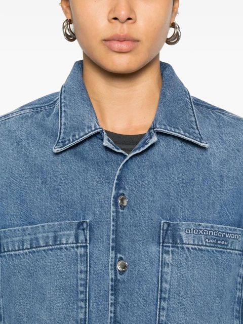 Alexander Wang cropped denim shirt - Blue