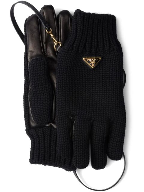 Prada triangle-logo gloves - Black - zdjęcie produktu nr 1