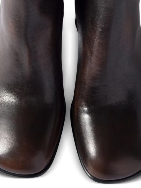 Miu Miu block-heel leather boots - Brown