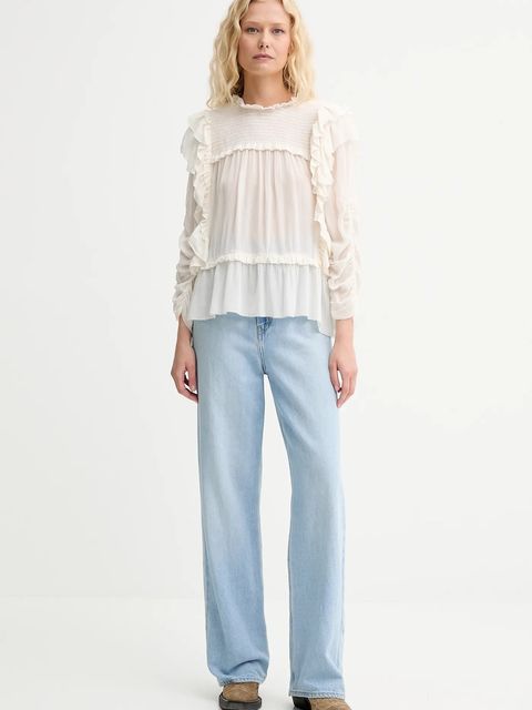 MUNTHE bluzka CRISP damska kolor beżowy gładka 252100225231