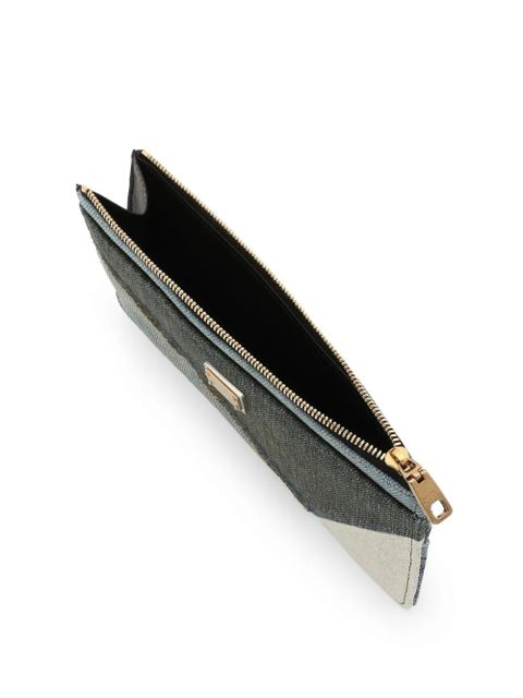 Dolce & Gabbana logo-plaque patchwork wallet - Blue