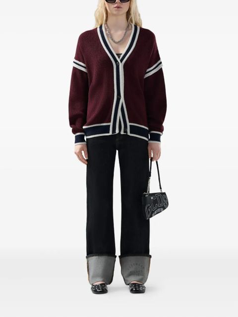 GCDS striped button cardigan - Red