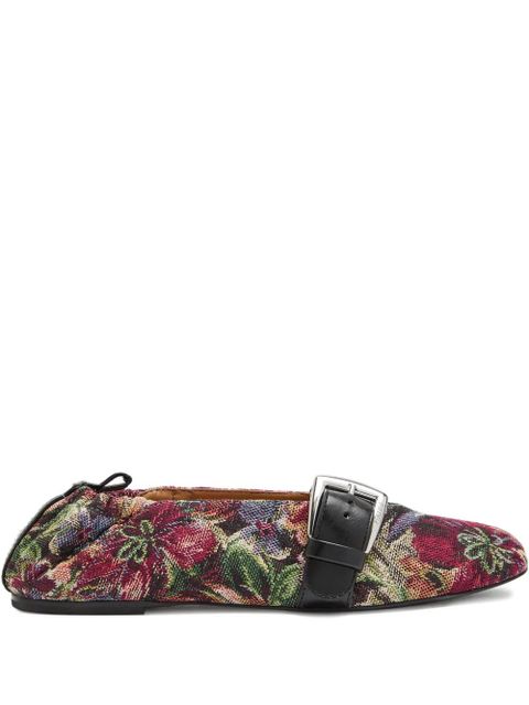 GANNI floral-jacquard ballet flats - Red - zdjęcie produktu nr 1