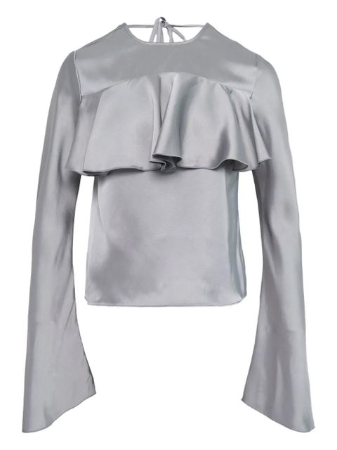 GANNI ruffled long-sleeved blouse - Grey - zdjęcie produktu nr 1