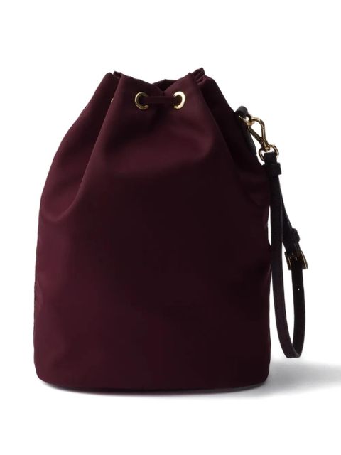 Prada drawstring metal-logo bucket bag - Red