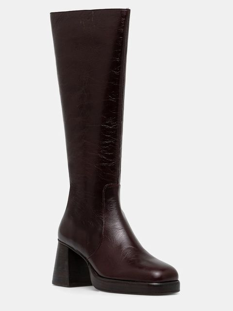 Jonak kozaki skórzane BETINA CUIR VIEILLI damskie kolor bordowy na słupku 6001328 - zdjęcie produktu nr 1