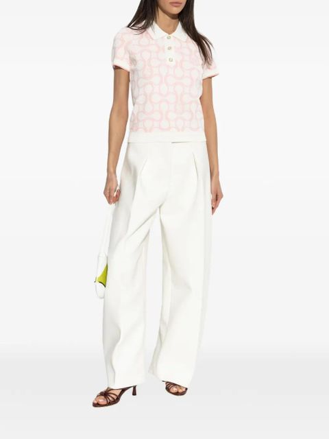 Casablanca patterned polo top - White