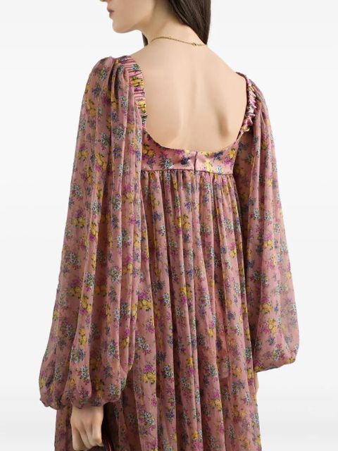 Dolce & Gabbana floral puff-sleeve dress - Pink