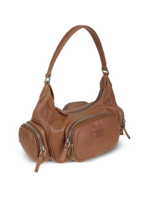 Miu Miu pocket zip leather tote - Brown
