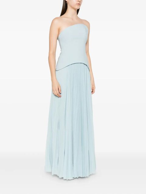 Solace London Britt strapless pleated dress - Blue