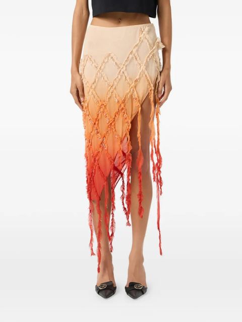 Blumarine asymmetrical fringed skirt - Orange