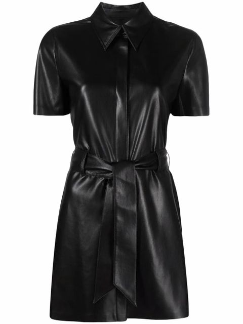 Nanushka belted mini shirt dress - Black - zdjęcie produktu nr 1