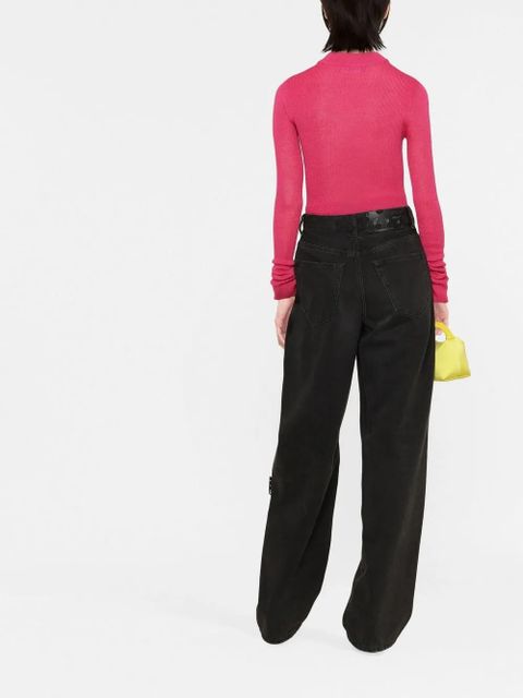 GCDS logo-print ribbed-knit jumper - Pink