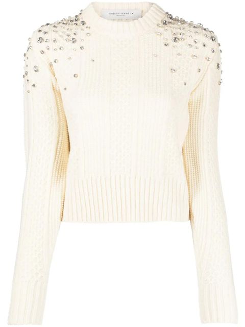 Golden Goose crystal-embellished virgin wool jumper - Neutrals - zdjęcie produktu nr 1
