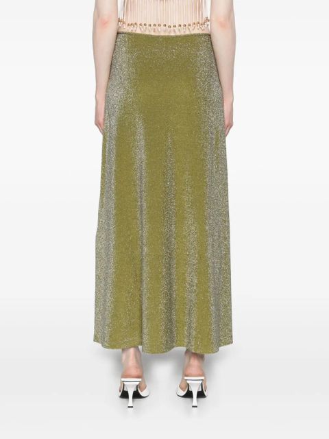 Johanna Ortiz ring-detail lurex midi skirt - Green