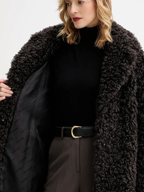 Stand Studio płaszcz Camille Cocoon Coat damski kolor brązowy przejściowy oversize 61137-9061