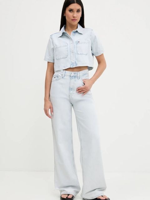 Tommy Jeans jeansy damskie kolor niebieski DW0DW21378