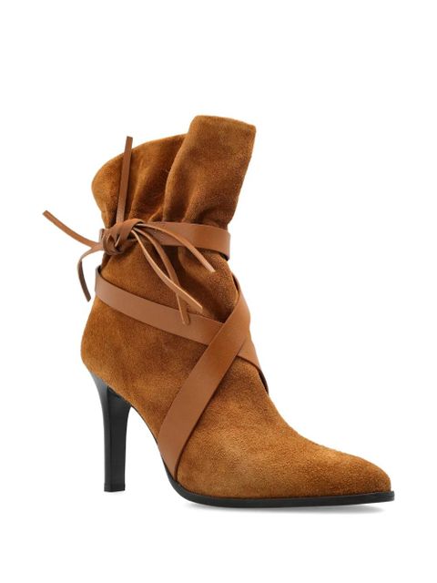 ISABEL MARANT 100mm suede wrap-tie ankle boots - Brown