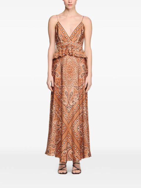 SANDRO V-neck paisley-pattern maxi dress - Brown - zdjęcie produktu nr 2