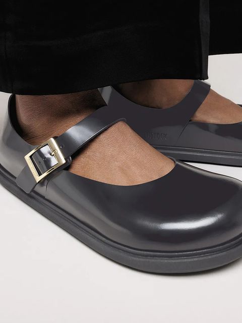 Birkenstock baleriny skórzane Mantova Droplet Buckle kolor czarny 1030140