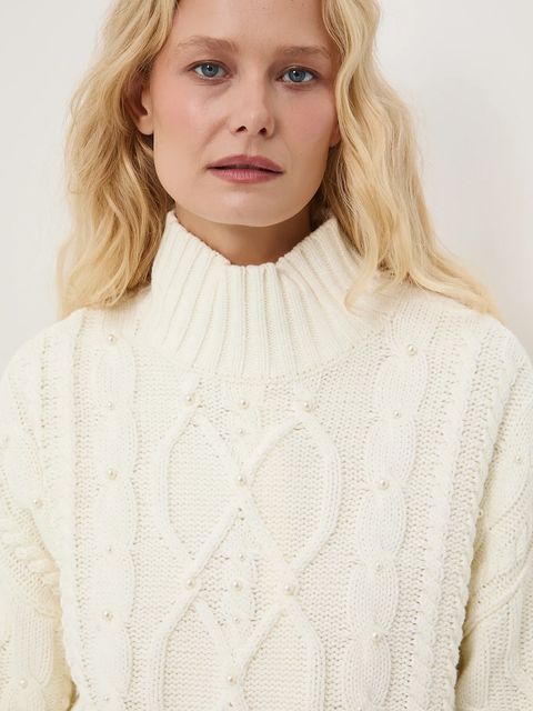 Medicine sweter damski kolor beżowy ciepły z półgolfem