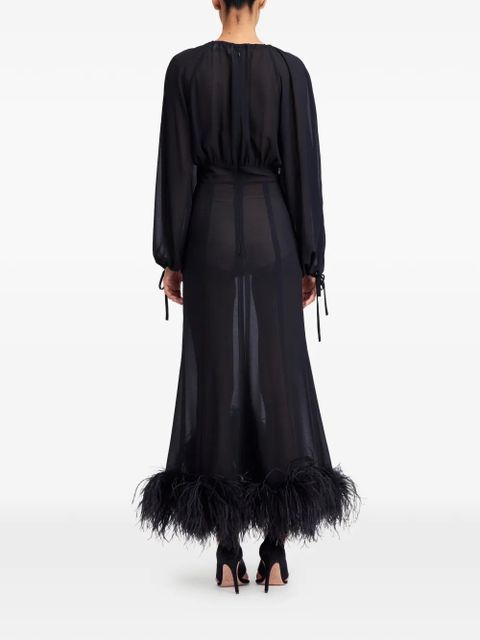 16Arlington Davis feather-trim midi dress - Black