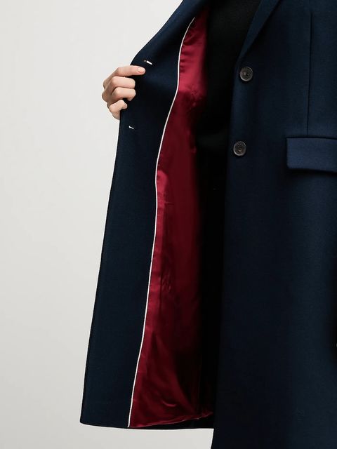 Tommy Hilfiger płaszcz z dodatkiem wełny kolor granatowy WW0WW46547