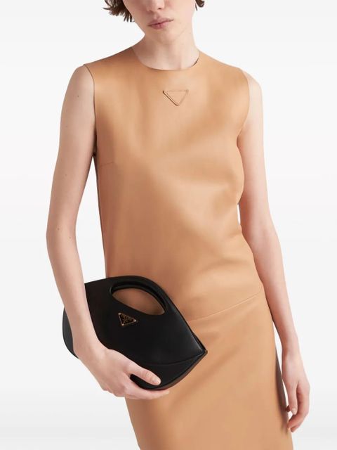 Prada triangle-logo leather shift dress - Brown