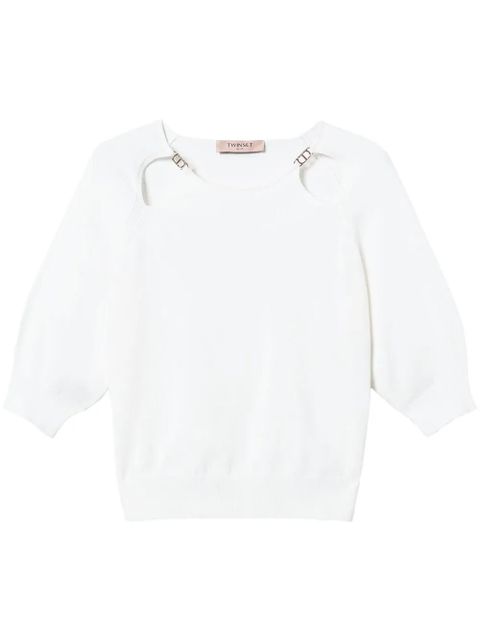TWINSET Oval T-plaque cut-out sweater - White - zdjęcie produktu nr 1