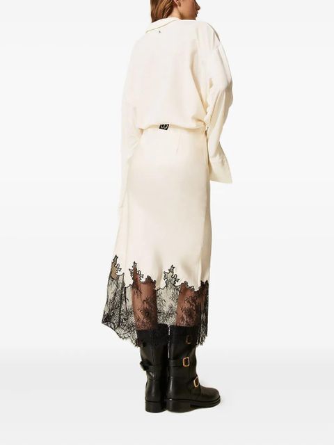 TWINSET lace-trimmed midi skirt - White