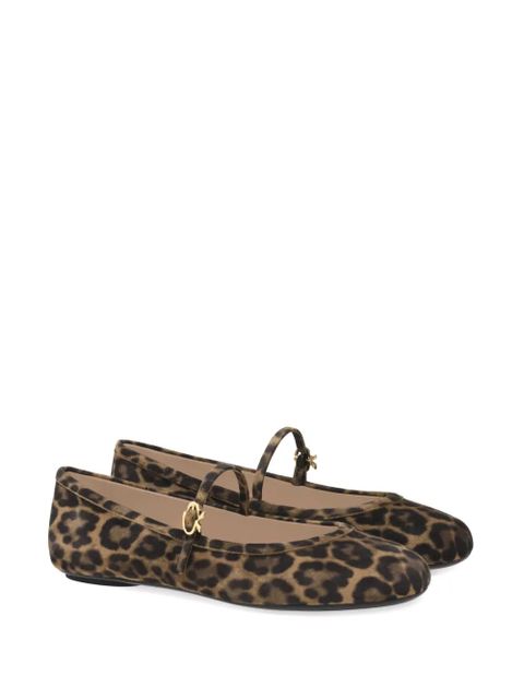 Gianvito Rossi Carla leopard-pattern ballerina shoes - Brown - zdjęcie produktu nr 2