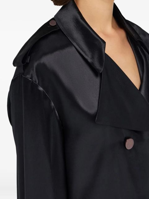 Ferragamo satin double-breasted trench coat - Black