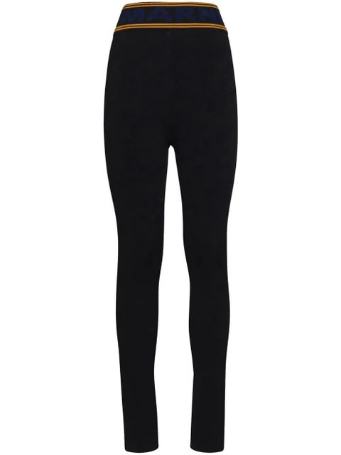 Marni high-waisted logo-waistband leggings - Black - zdjęcie produktu nr 1