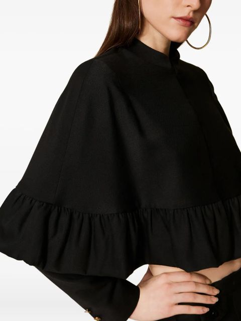 TWINSET ruffled cape jacket - Black