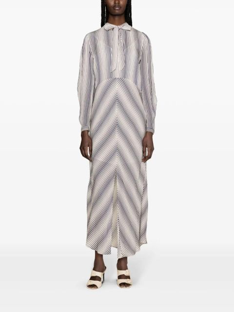 TWINSET striped V-neck shirtdress - Neutrals - zdjęcie produktu nr 2