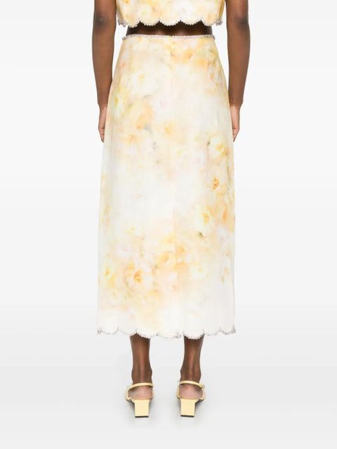 ZIMMERMANN Crush scalloped midi skirt - Yellow
