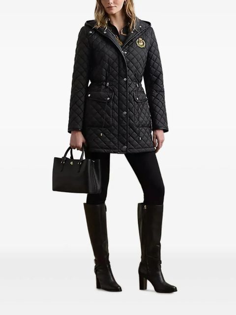 Lauren Ralph Lauren crest-patch diamond-quilted hooded jacket - Black - zdjęcie produktu nr 2