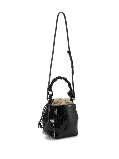 GANNI Bou crocodille-effect leather bucket bag - Black