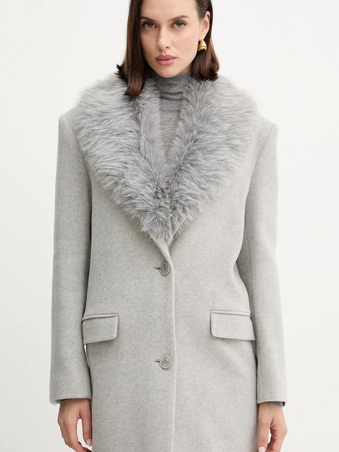 Patrizia Pepe płaszcz z dodatkiem wełny kolor szary 2O0212 A512