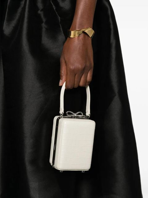 Self-Portrait micro crocodille-effect leather tote bag - Neutrals - zdjęcie produktu nr 2