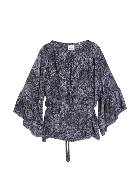 ISABEL MARANT Tekia graphic-print blouse - Blue - zdjęcie produktu nr 1
