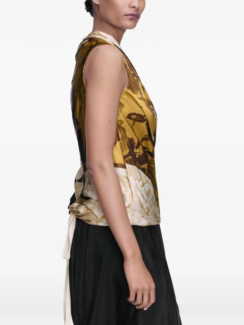 Maison Margiela draped floral silk top - Yellow