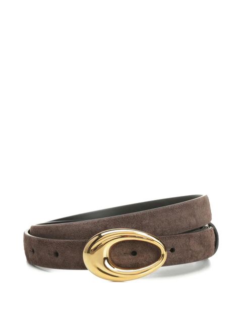 KHAITE oval-buckle suede belt - Brown - zdjęcie produktu nr 1