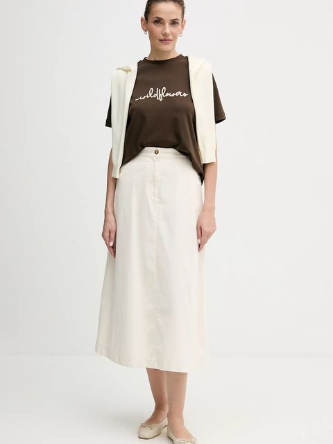 United Colors of Benetton t-shirt bawełniany damski kolor brązowy 3DCJD10B5 - zdjęcie produktu nr 2