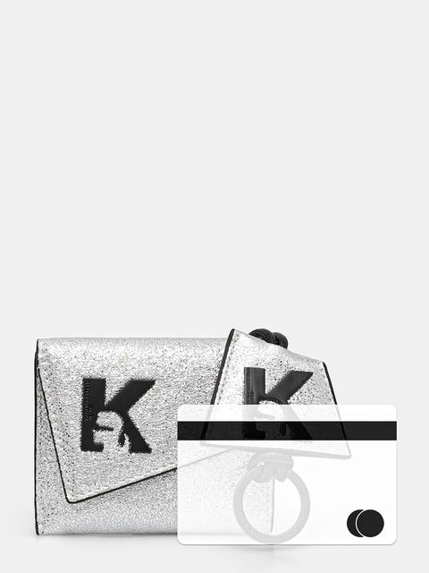Karl Lagerfeld Jeans portfel + brelok damski kolor srebrny A4W32063