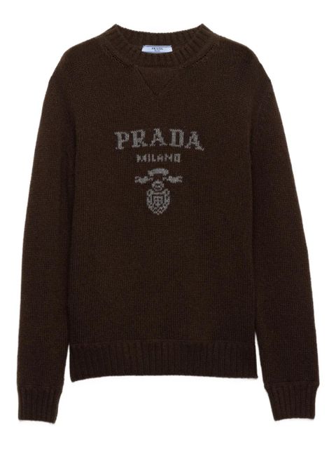 Prada logo crew-neck sweater - Brown - zdjęcie produktu nr 1