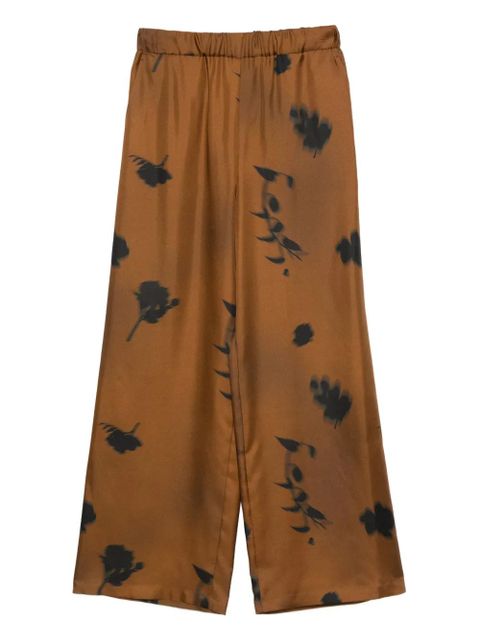 Max Mara floral-print silk trousers - Brown - zdjęcie produktu nr 1