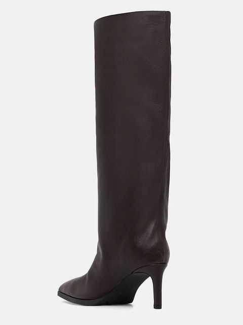 Answear.LAB kozaki skórzane kolor bordowy na szpilce