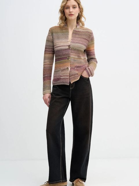 United Colors of Benetton kardigan z dodatkiem wełny kolor różowy 105CD6880 - zdjęcie produktu nr 2