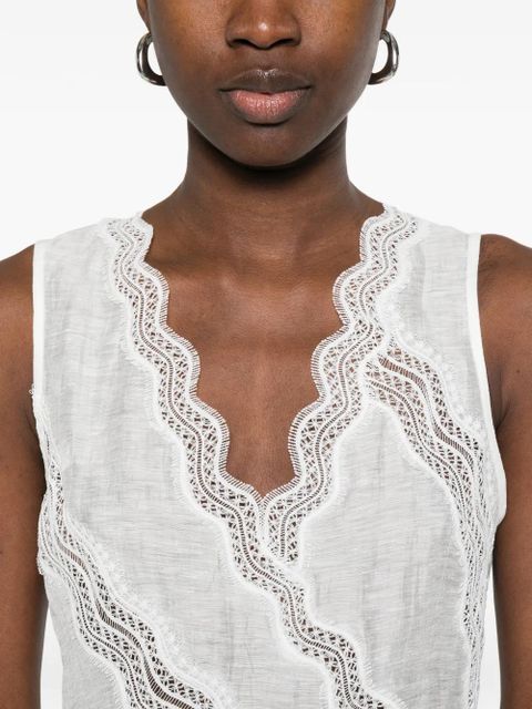 SANDRO Blandine lace-band mini dress - White